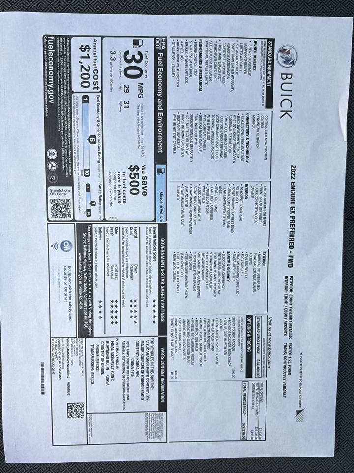 Buick Encore GX FWD 4dr Preferred 2022