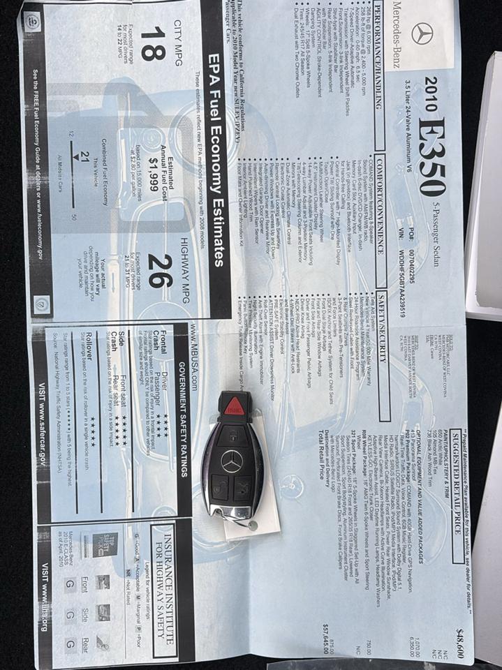 Mercedes-Benz E-Class 4dr Sdn E 350 Sport RWD 2010