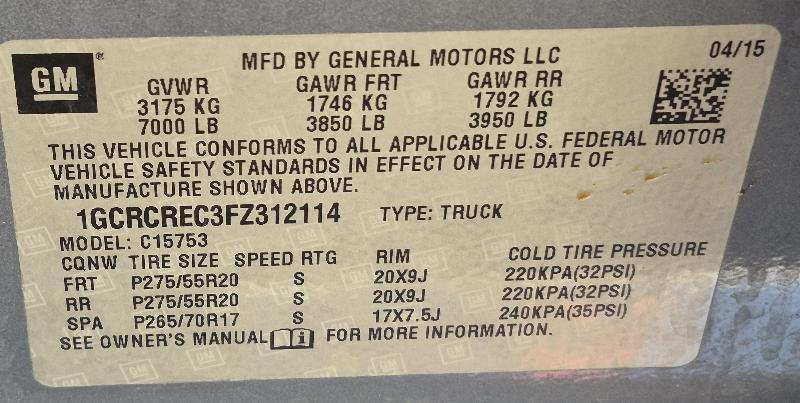 Chevrolet Silverado 1500 1LZ Crew Cab Long Box 2WD 2015