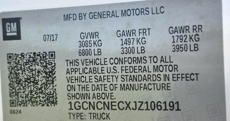 Chevrolet Silverado 1500 1LT Regular Cab Long Box 2WD 2018