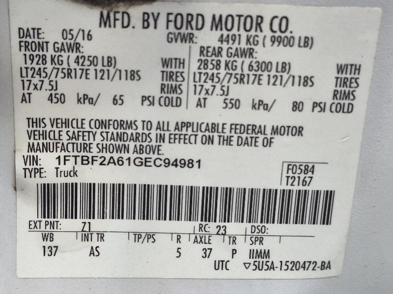 Ford F-250 SD XLT 2WD 2016