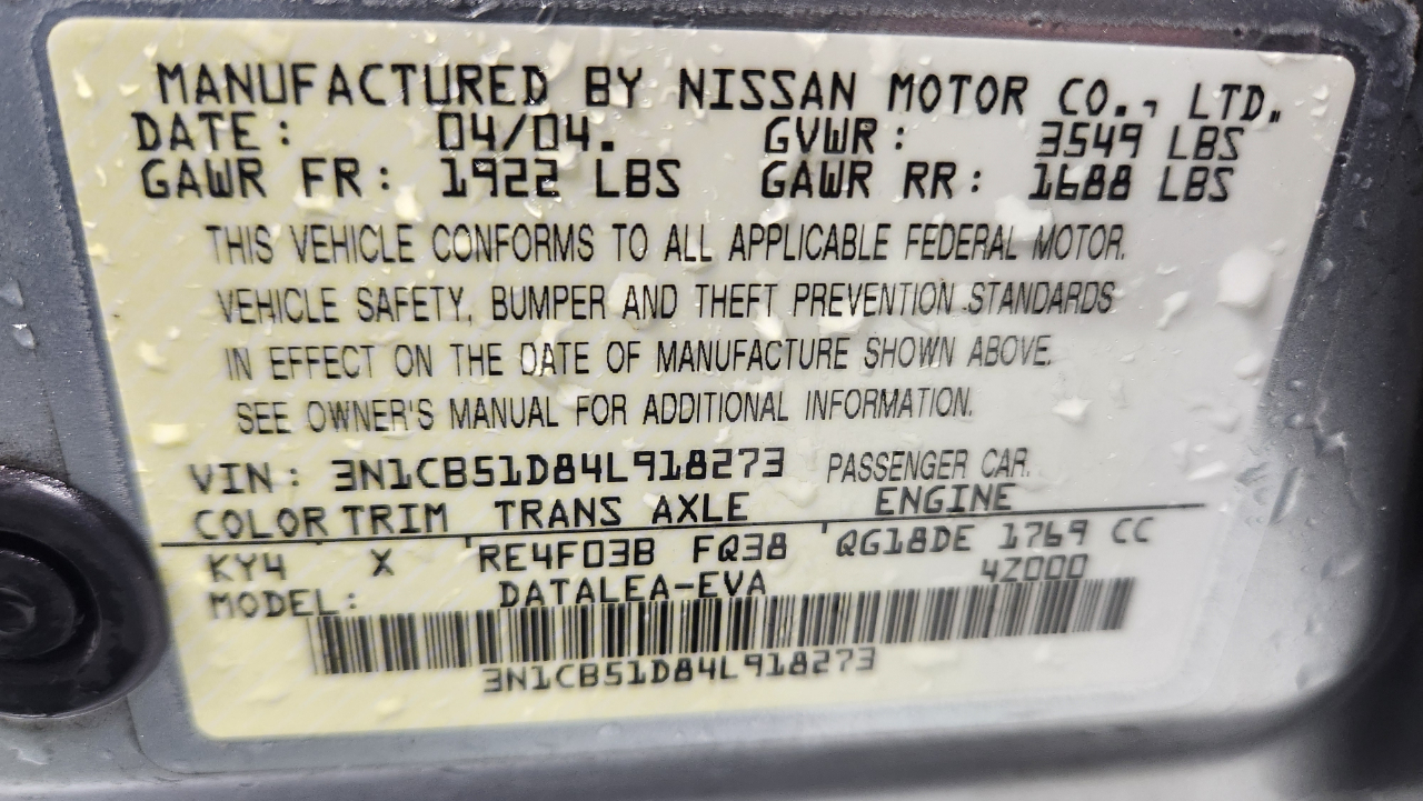 Nissan Sentra 1.8 S 2004