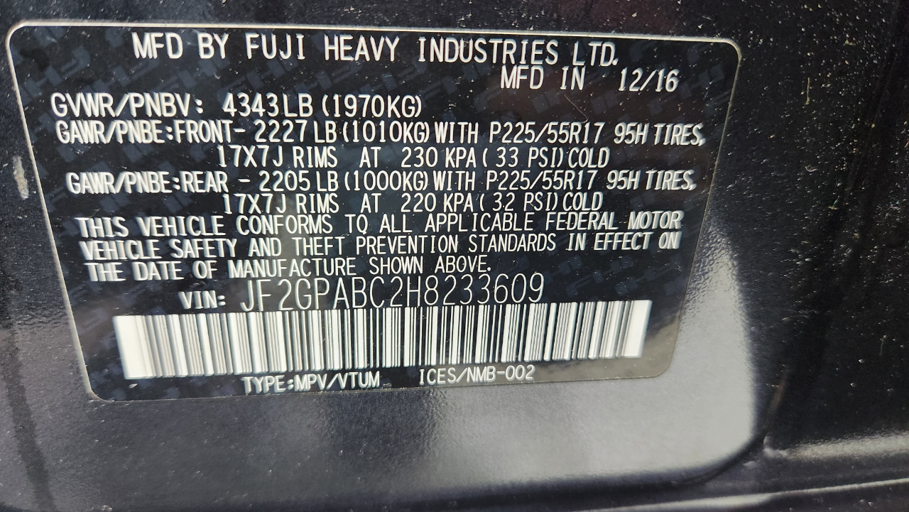 Subaru Crosstrek 2.0i Premium CVT 2017