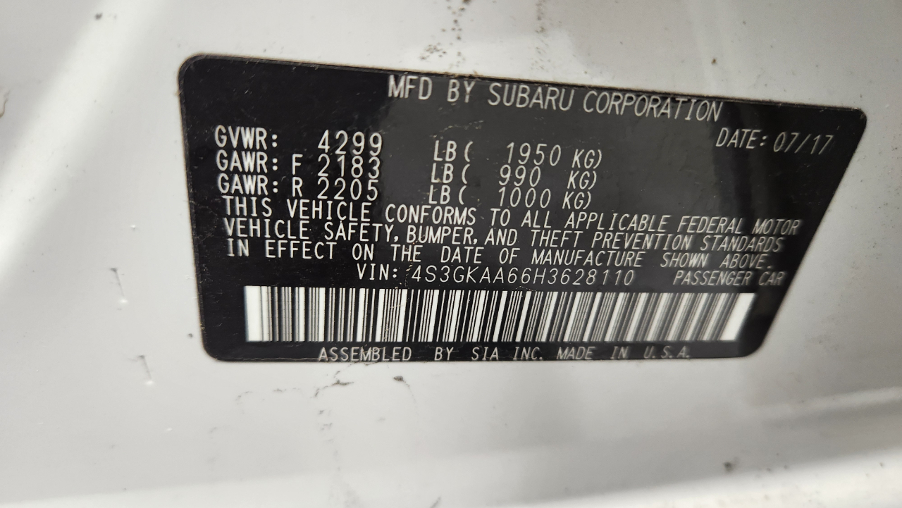 Subaru Impreza 2.0i 4-Door 2017