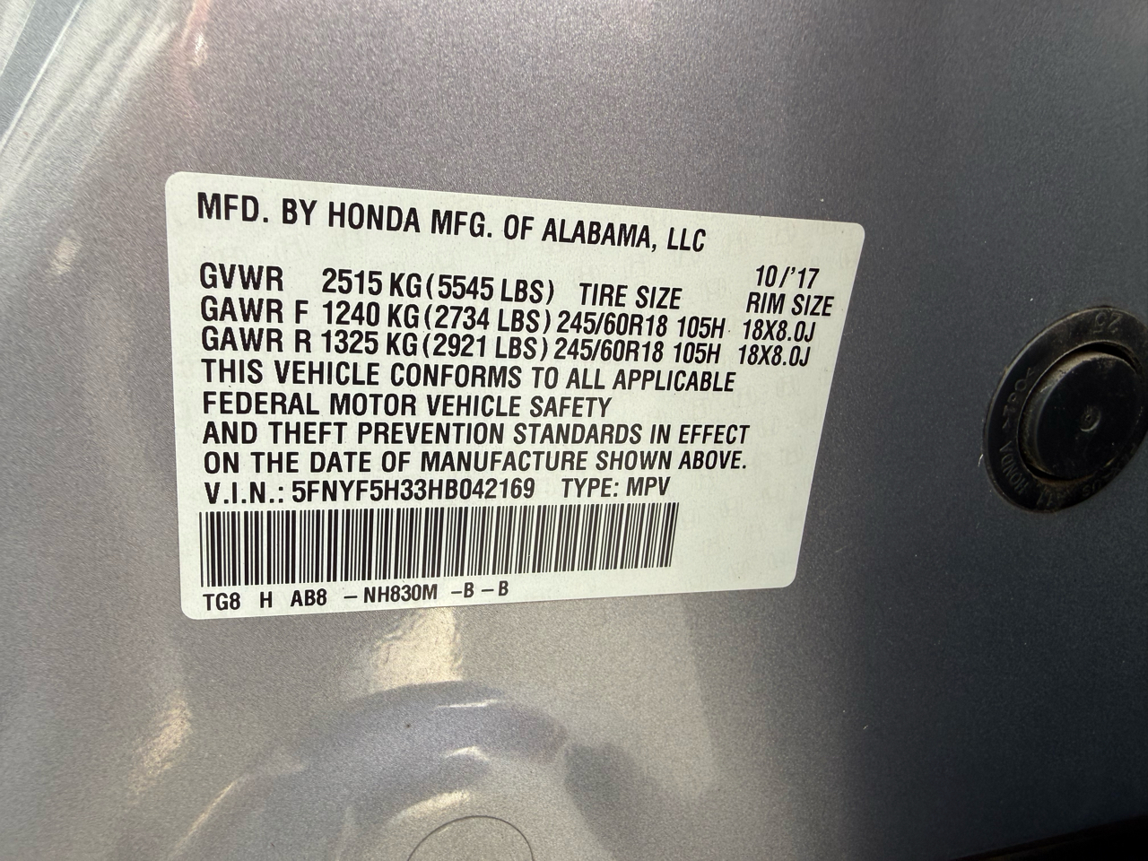 Honda Pilot EX 2WD 2017