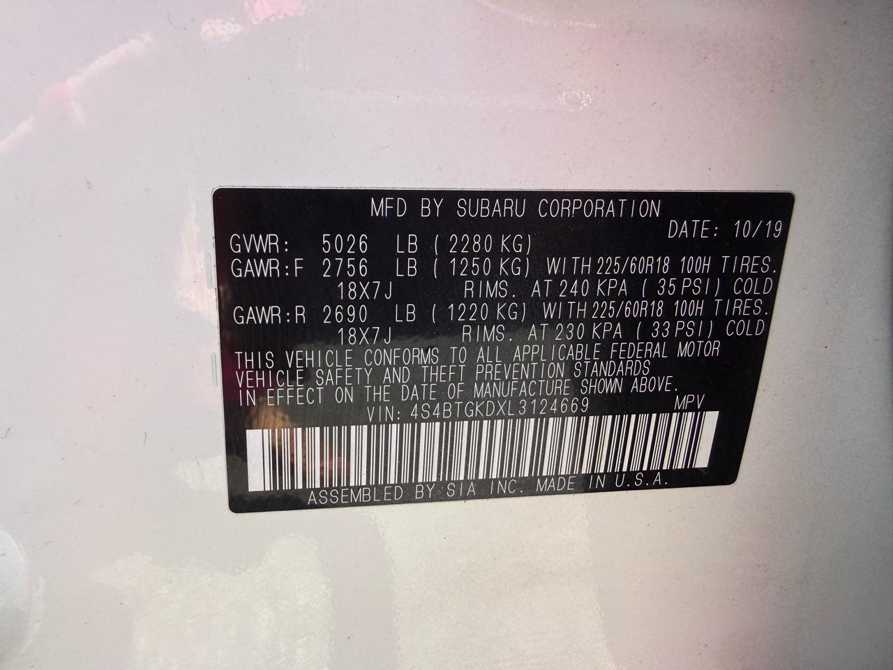 Subaru Outback Onyx Edition XT 2020
