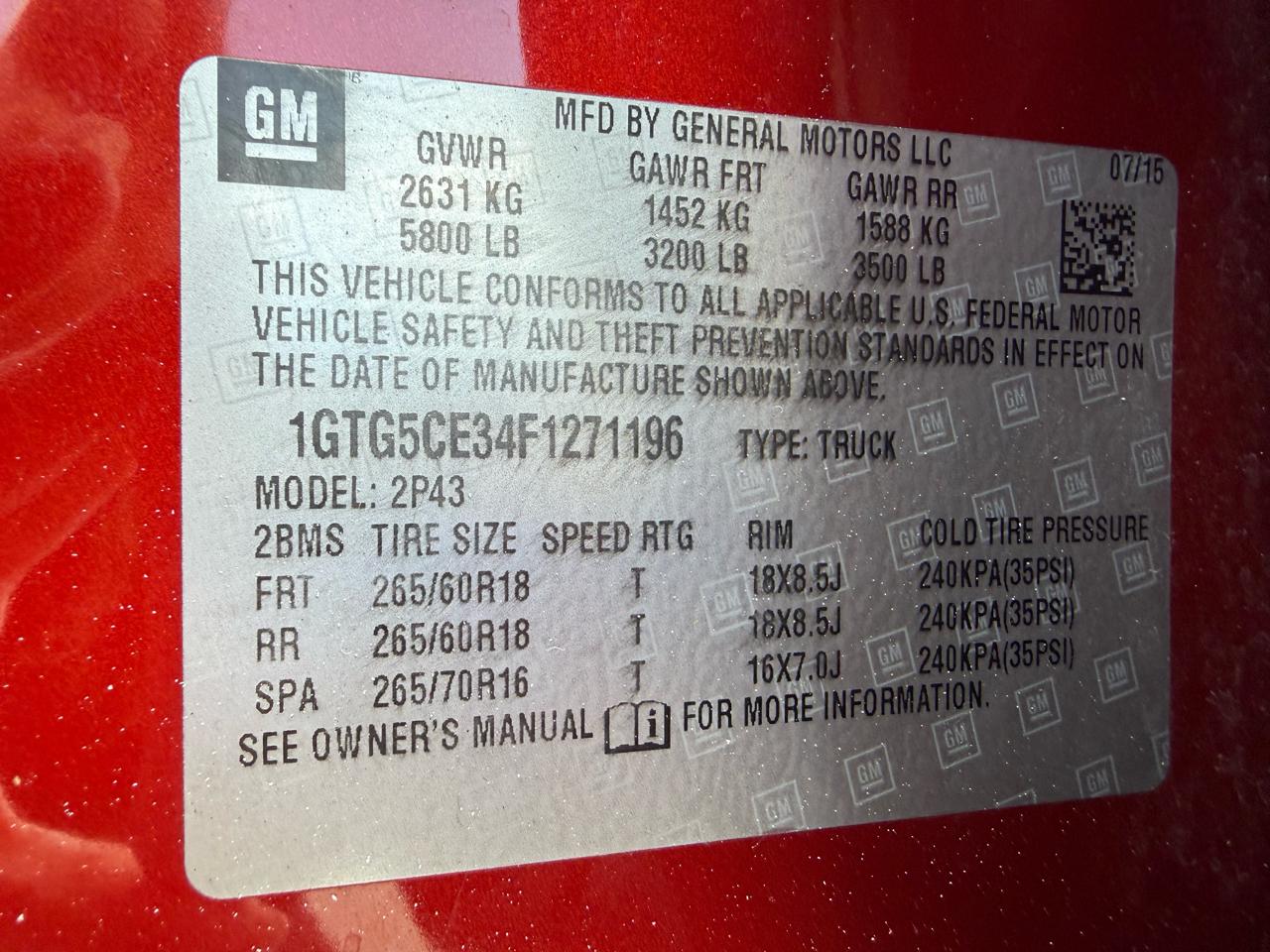 GMC Canyon SLT Crew Cab 2WD 2015