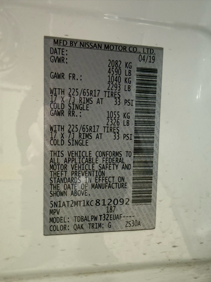 Nissan Rogue SV 2WD 2019