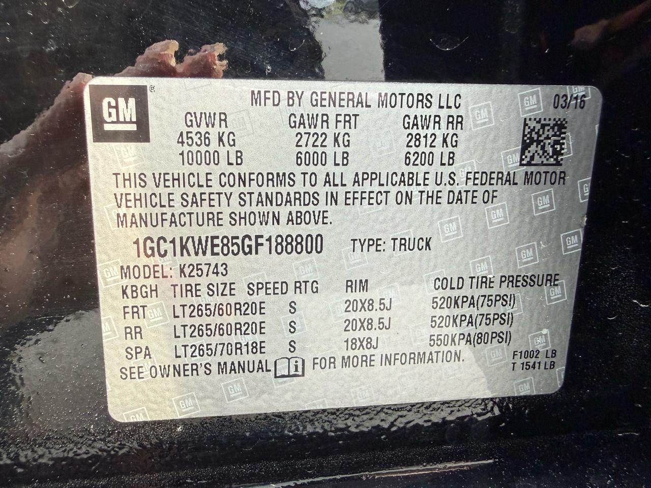 Chevrolet Silverado 2500HD LTZ Crew Cab 4WD 2016