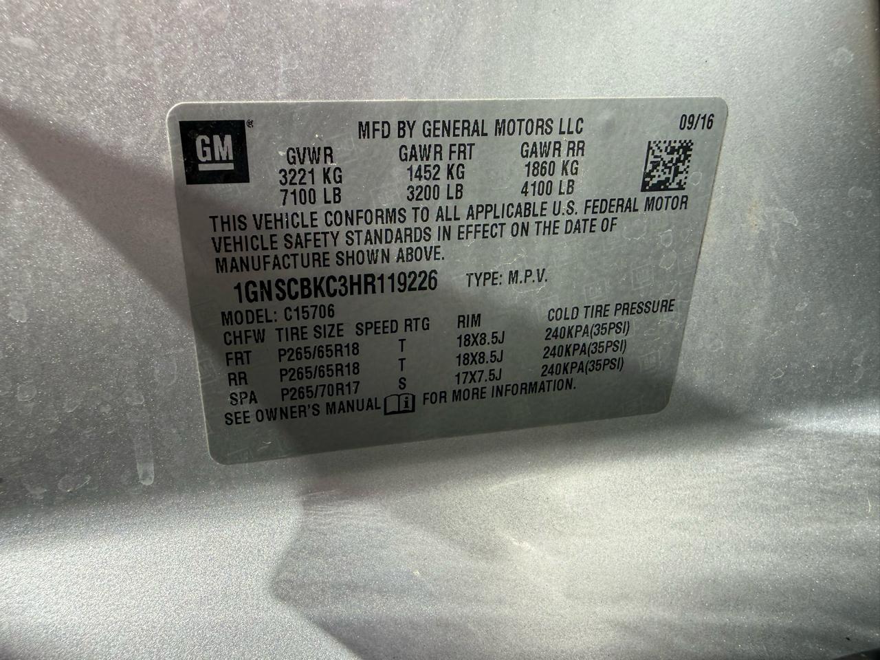 Chevrolet Tahoe LT 2WD 2017