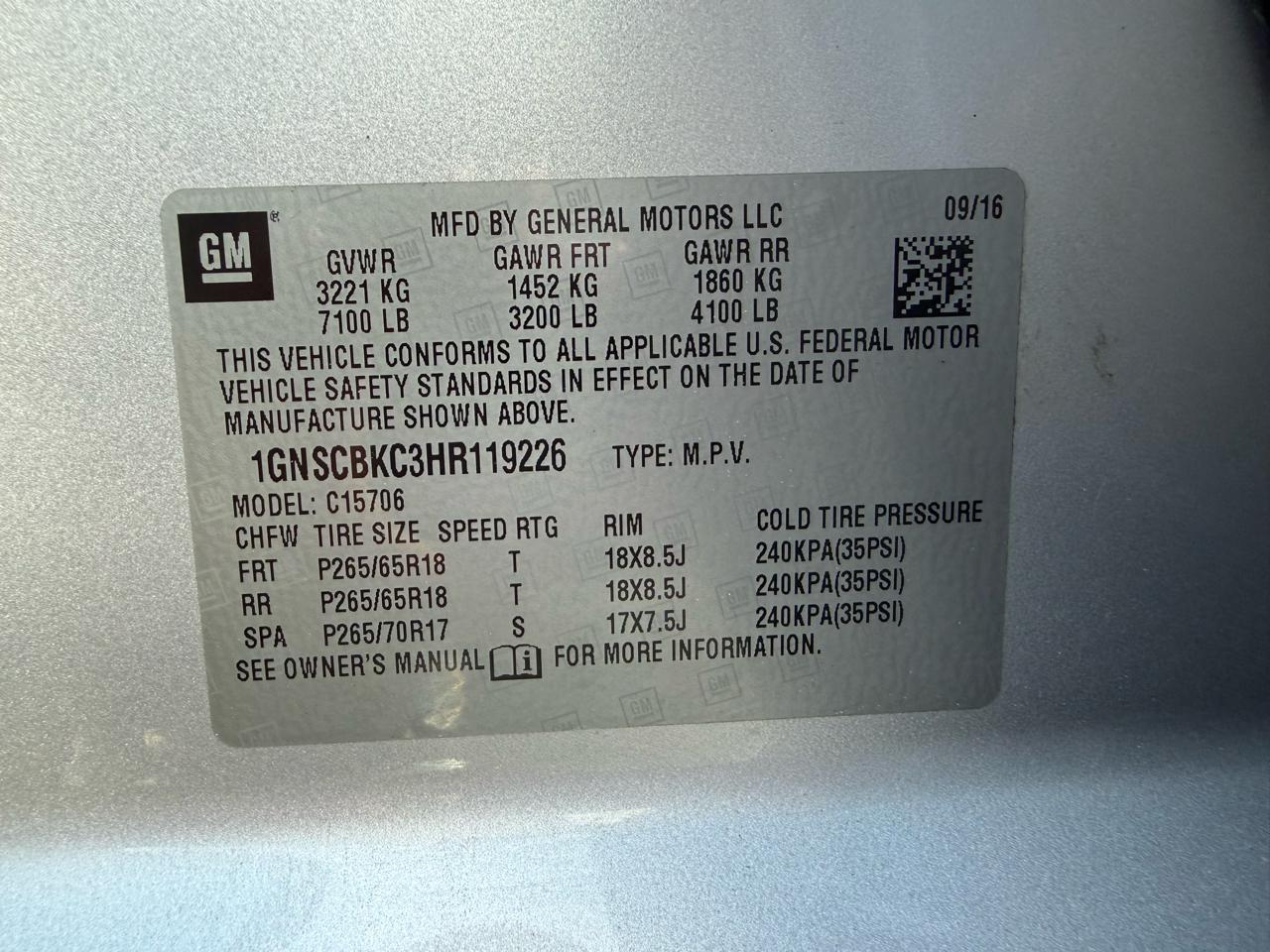 Chevrolet Tahoe LT 2WD 2017