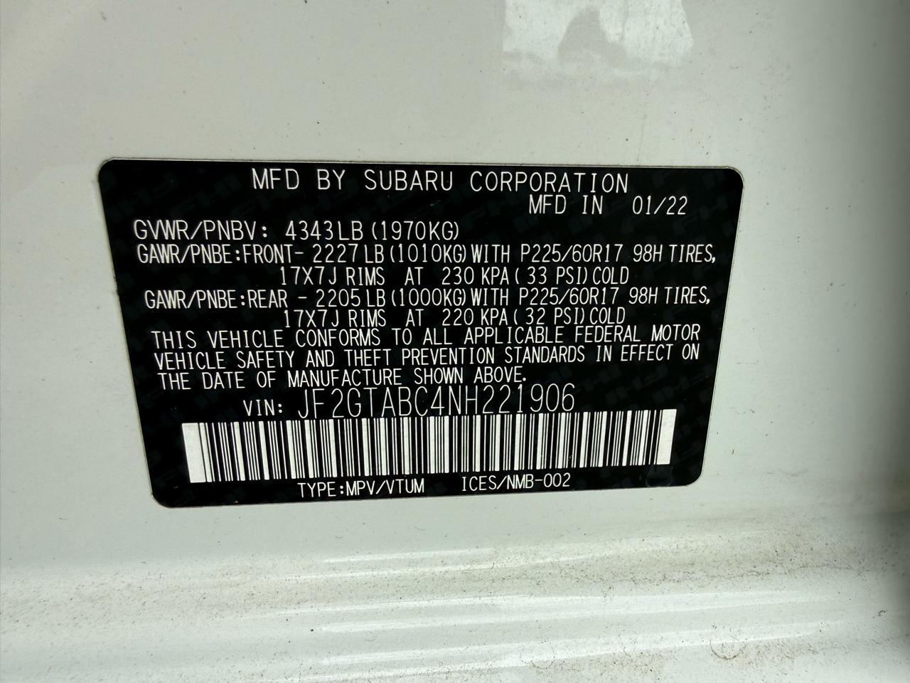 Subaru Crosstrek 2.0i CVT 2022