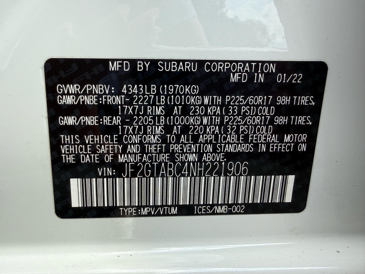 Subaru Crosstrek 2.0i CVT 2022