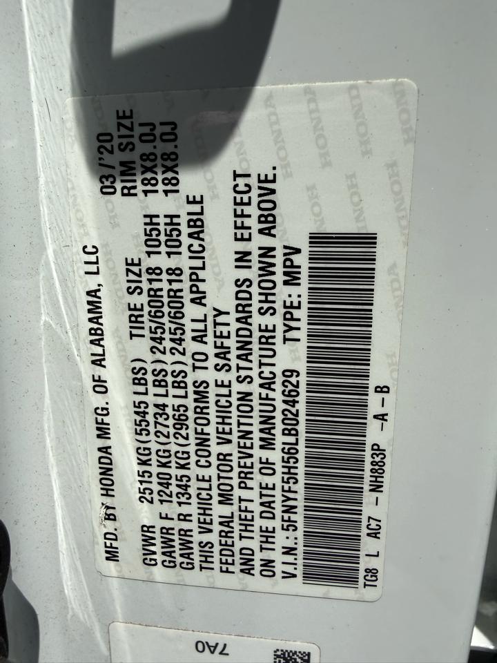 Honda Pilot EXL 2WD 2020