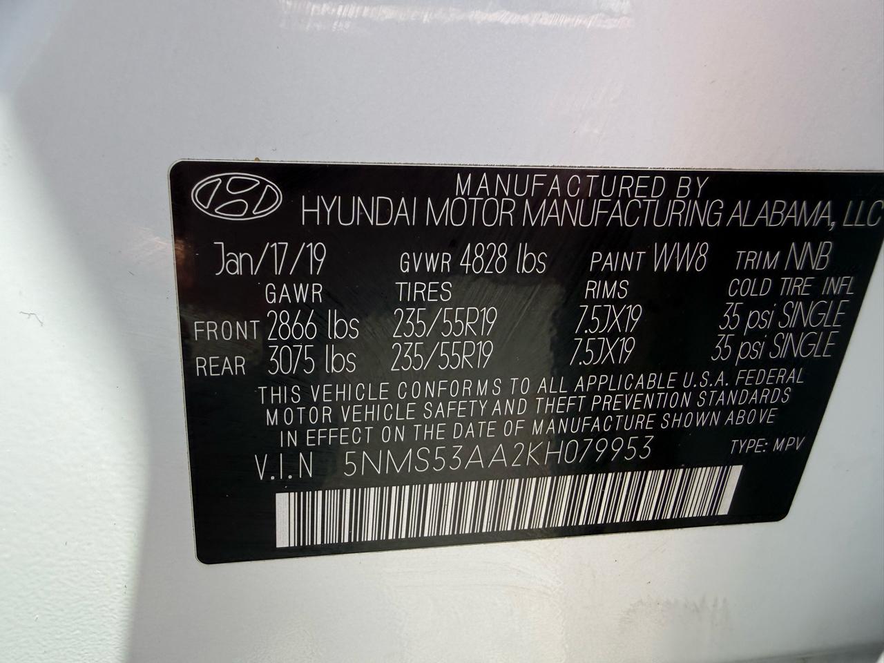 Hyundai Santa Fe Limited 2.0T 2019