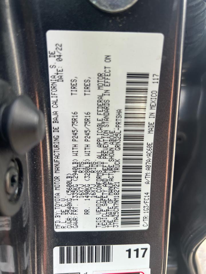 Toyota Tacoma 2WD Double Cab V6 AT SR5 (Natl) 2022