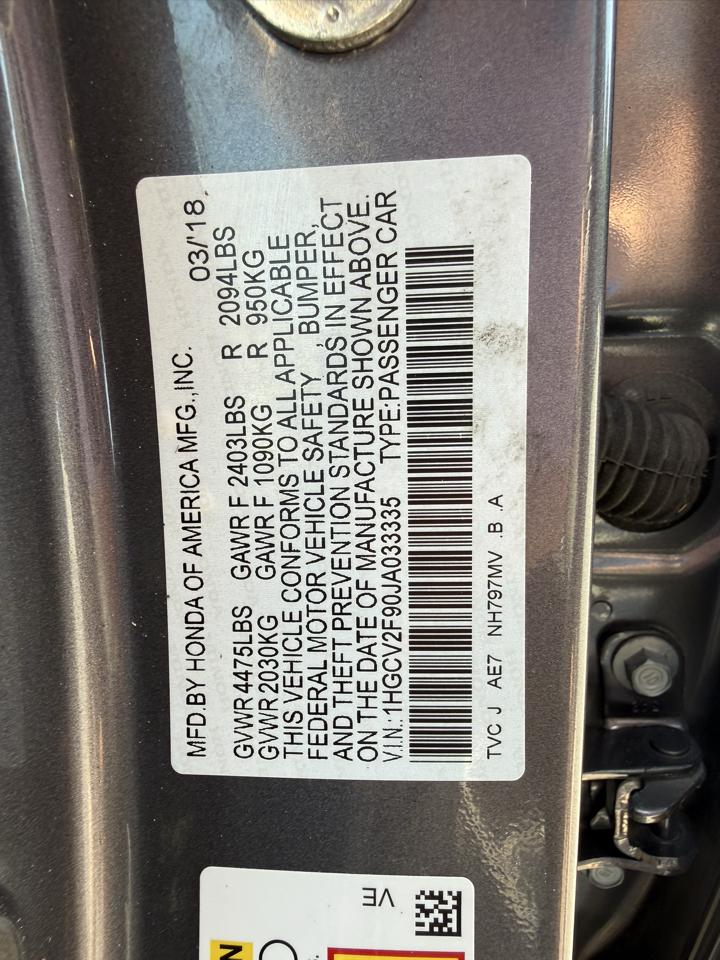 Honda Accord Touring 2.0T 10A 2018