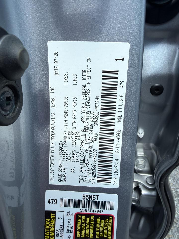 Toyota Tacoma SR5 Double Cab 5' Bed V6 4x2 AT (Natl) 2020
