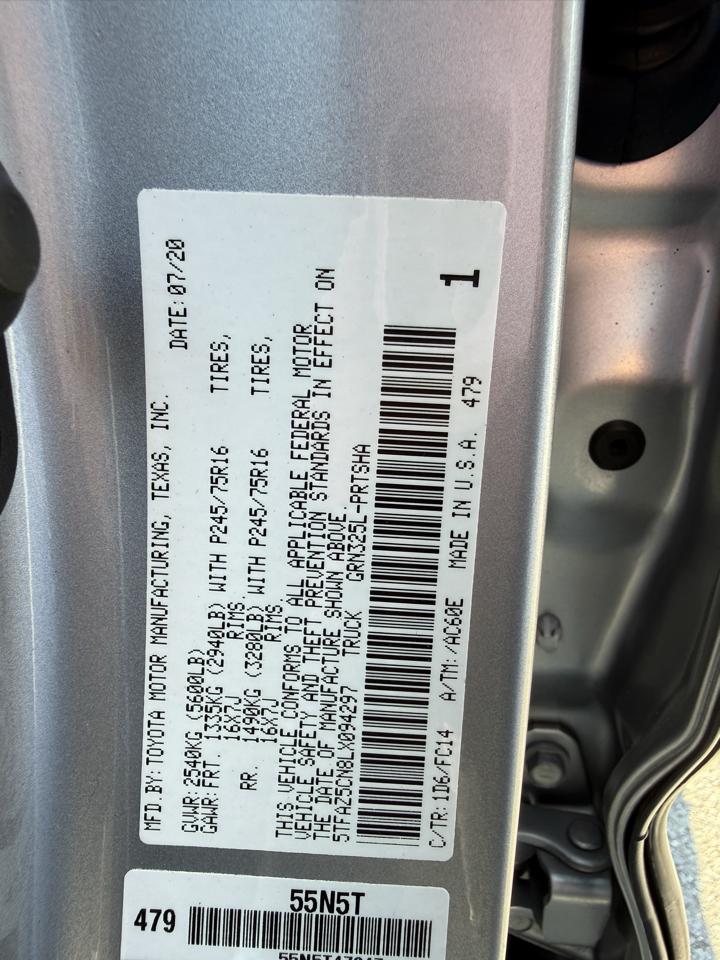 Toyota Tacoma SR5 Double Cab 5' Bed V6 4x2 AT (Natl) 2020
