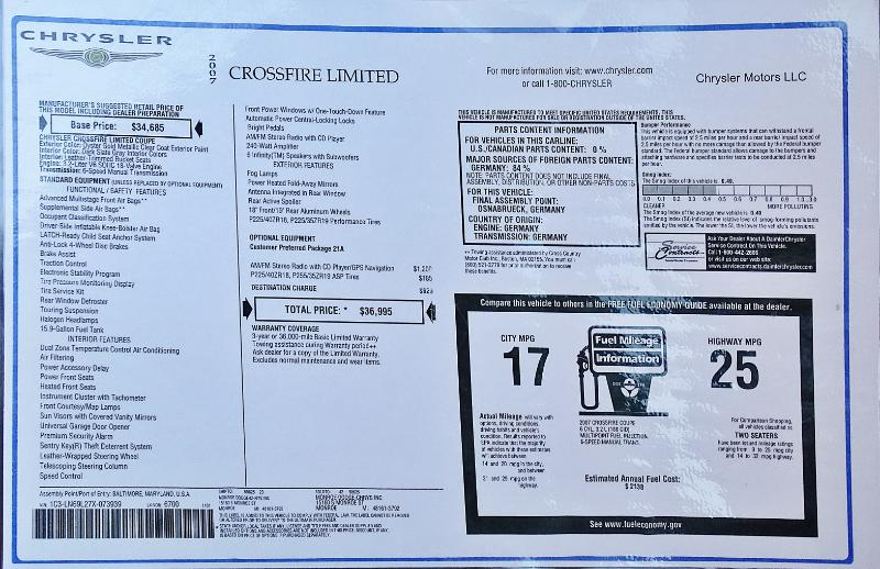 Chrysler Crossfire Coupe Limited 2007