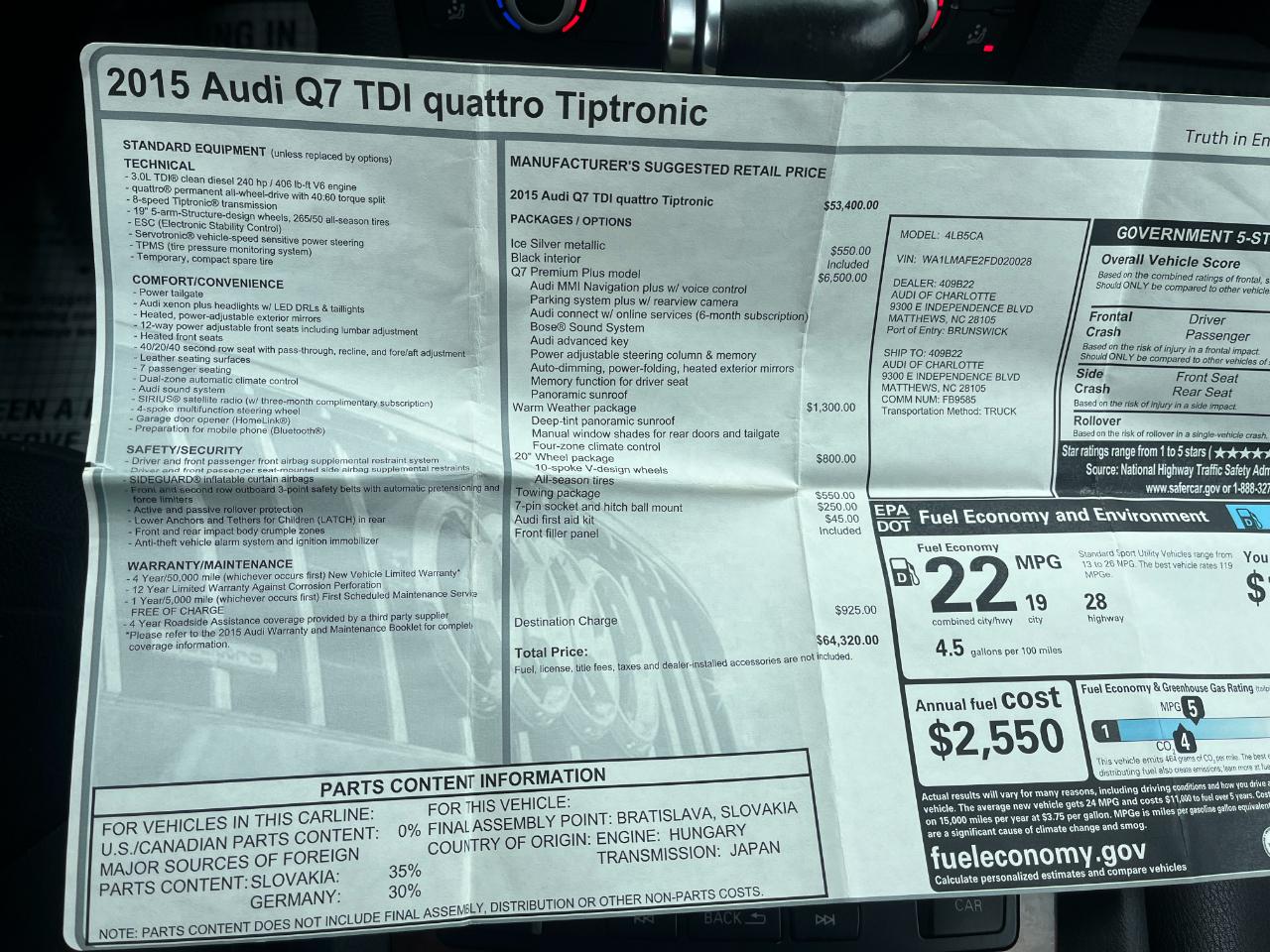 Audi Q7 TDI Premium Plus quattro 2015