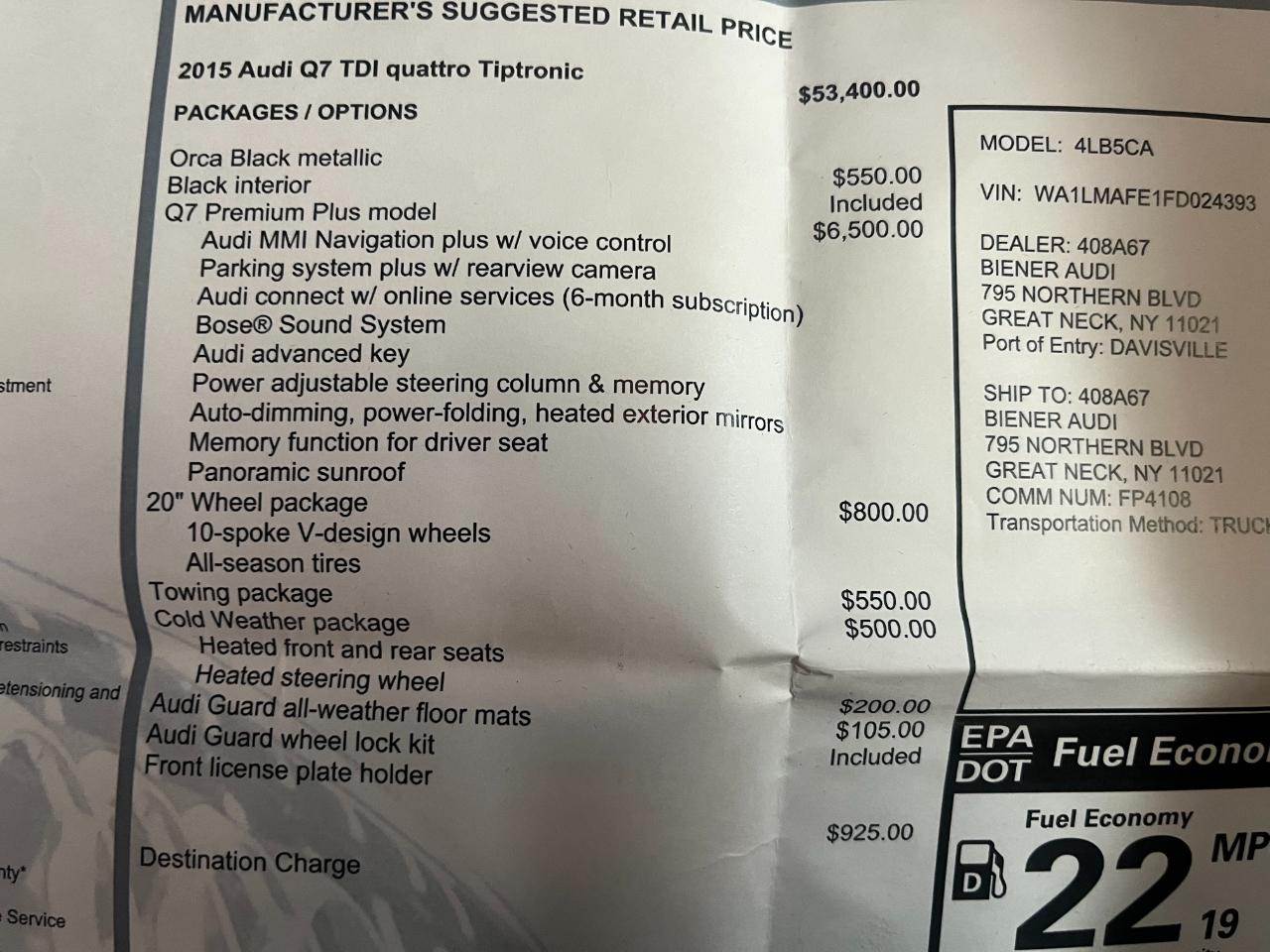 Audi Q7 TDI Premium Plus quattro 2015