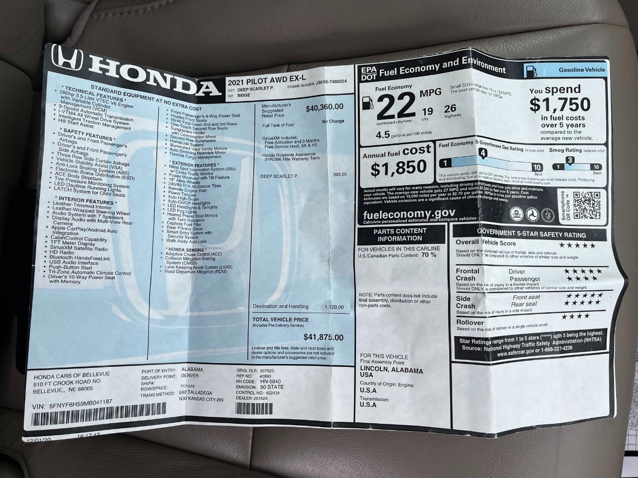 Honda Pilot EXL 4WD 2021