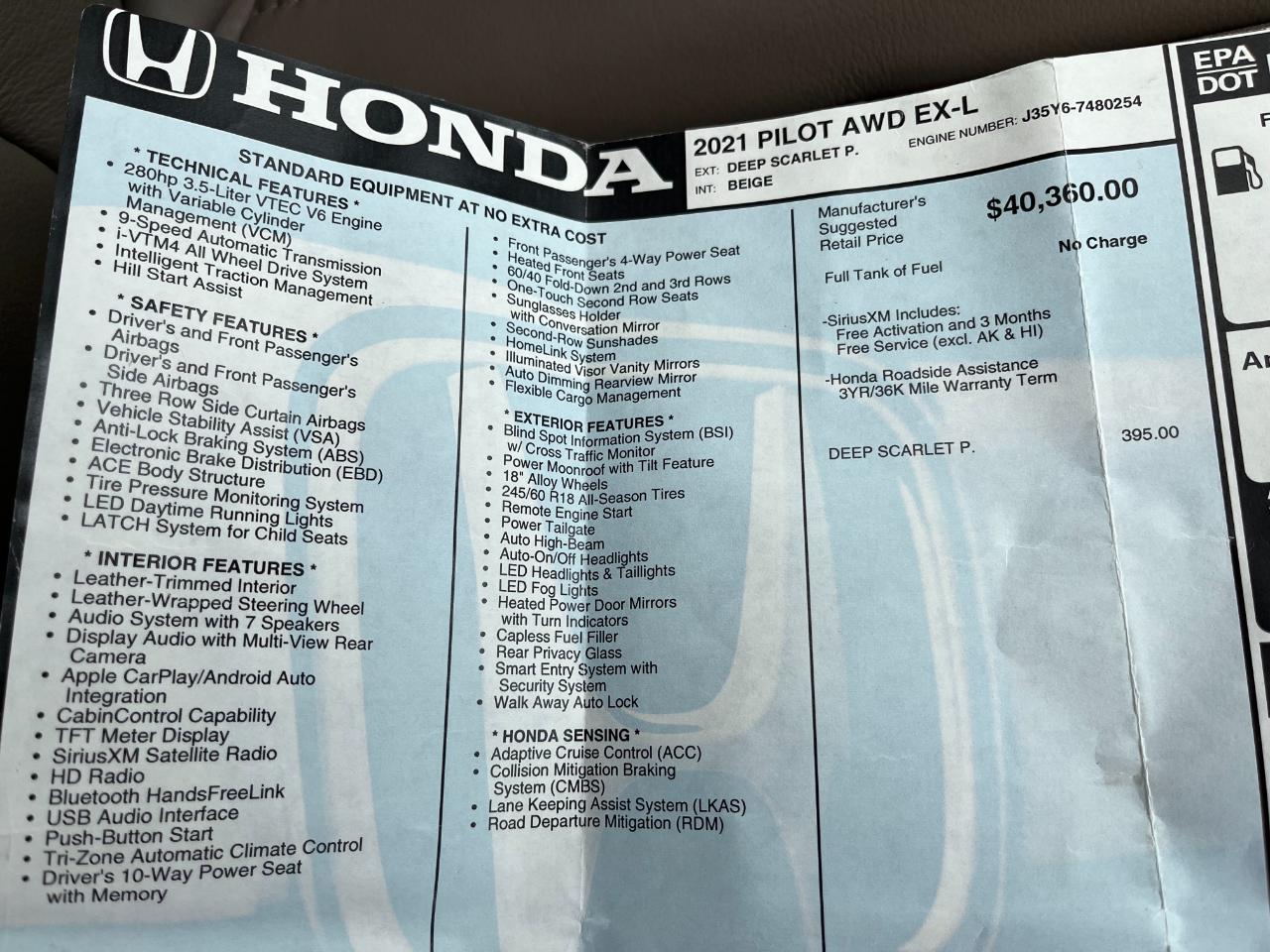 Honda Pilot EXL 4WD 2021