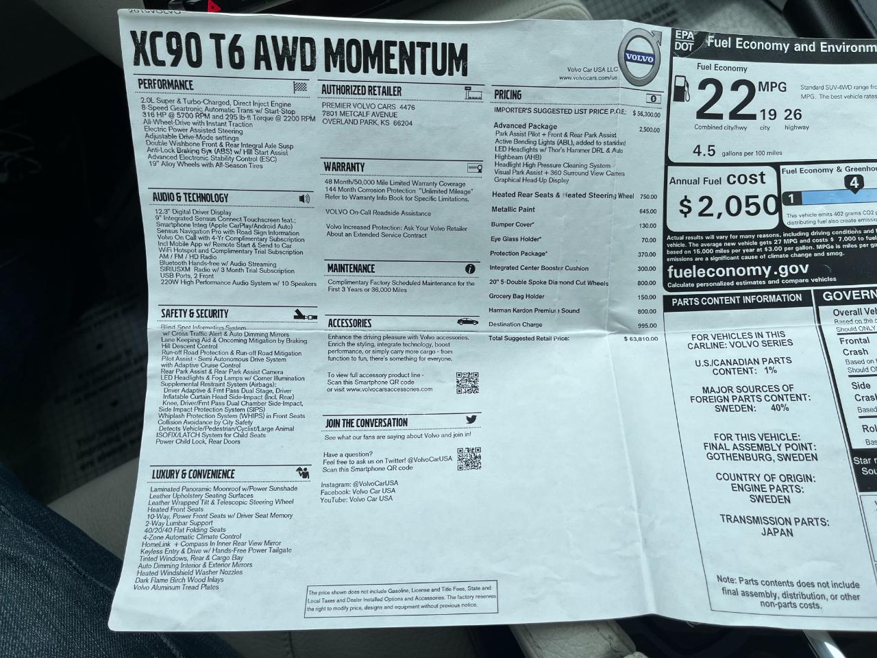 Volvo XC90 T6 Momentum AWD 2019
