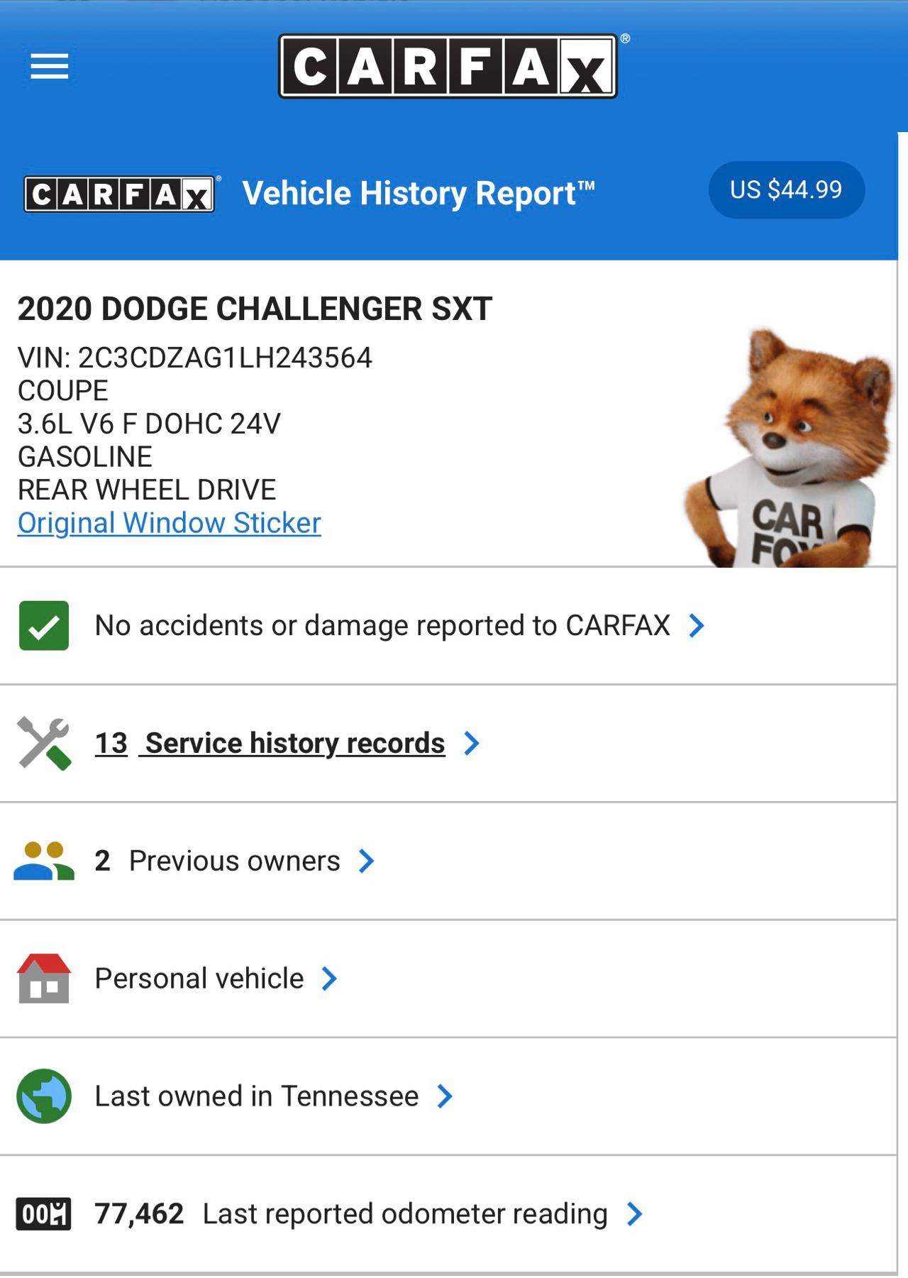 Dodge Challenger SXT RWD 2020