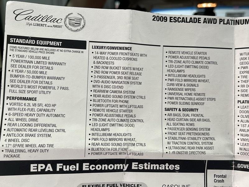 Cadillac Escalade AWD Platinum Edition 2009