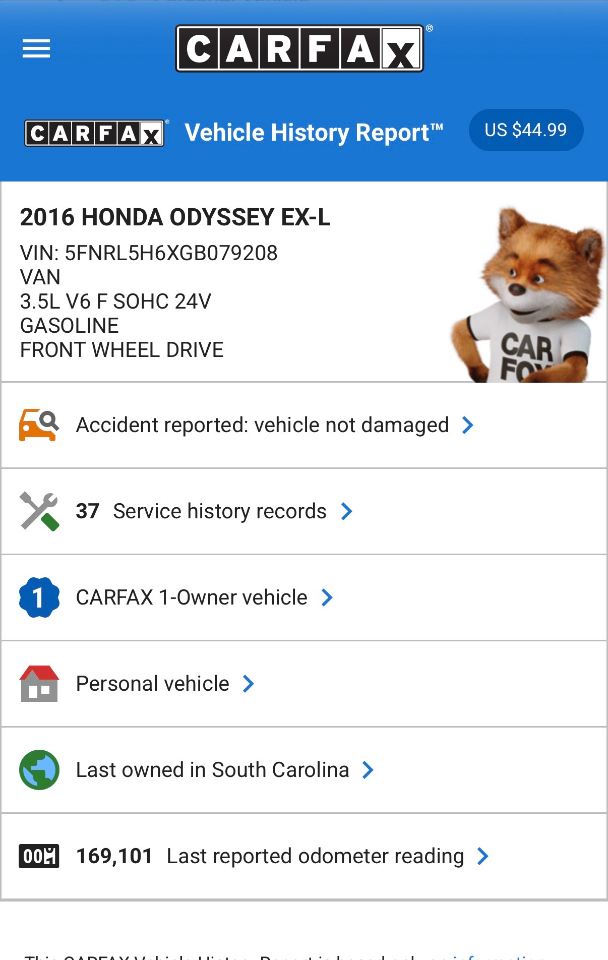 Honda Odyssey EX-L w/Navigation 2016
