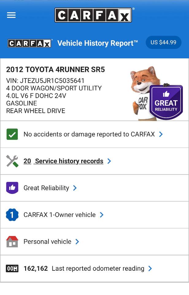 Toyota 4Runner SR5 2WD 2012