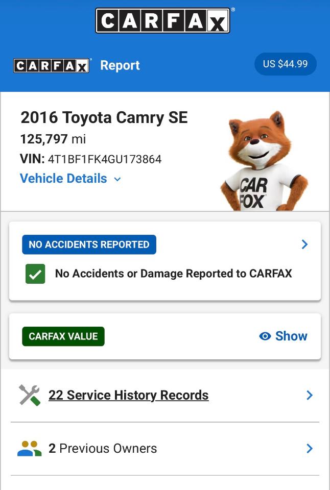 Toyota Camry SE 2016