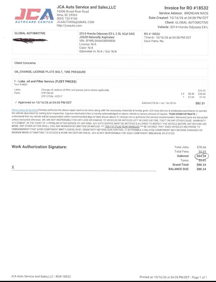 Honda Odyssey EX-L w/RES 2014