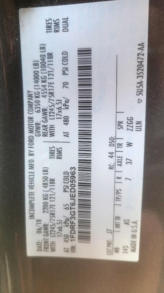 Ford Super Duty F-350 DRW XLT 2WD Reg Cab 145" WB 60" CA 2018