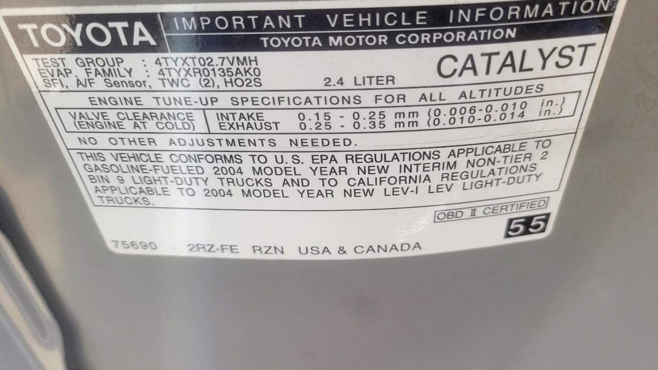 Toyota Tacoma Reg Cab Manual (Natl) 2004