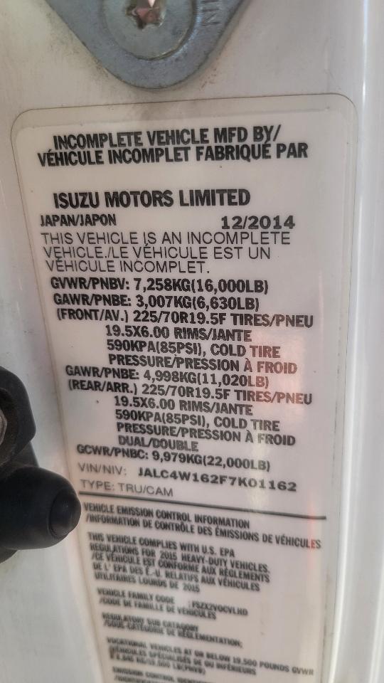Isuzu NPR DSL REG AT 109" WB RED CAB IBT AIR PWL 2015