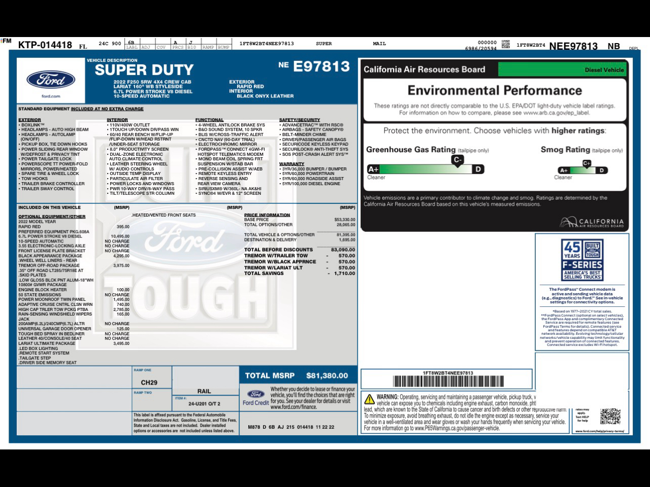 Ford F-250 SD Lariat Crew Cab Short Bed 4WD 2022