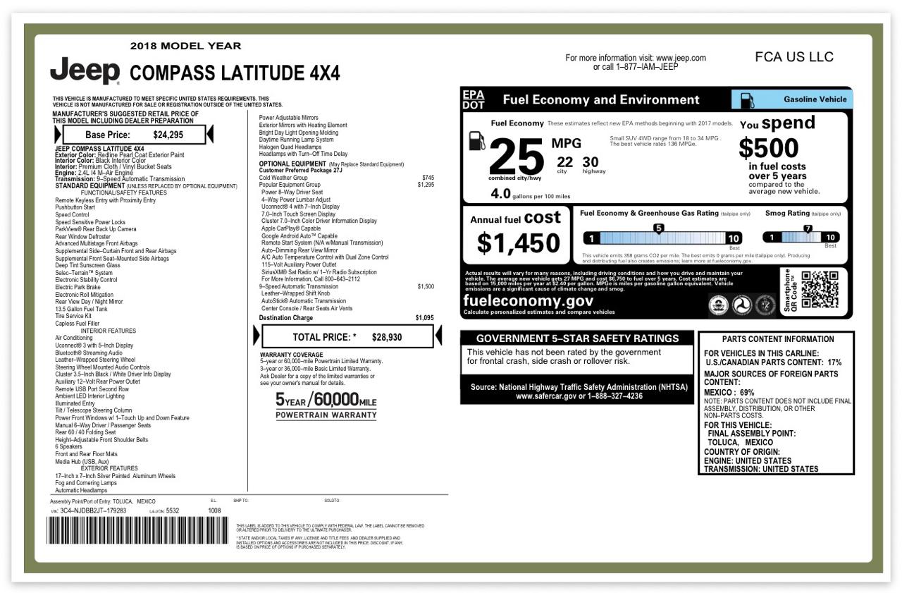 Jeep Compass Latitude 4WD 2018