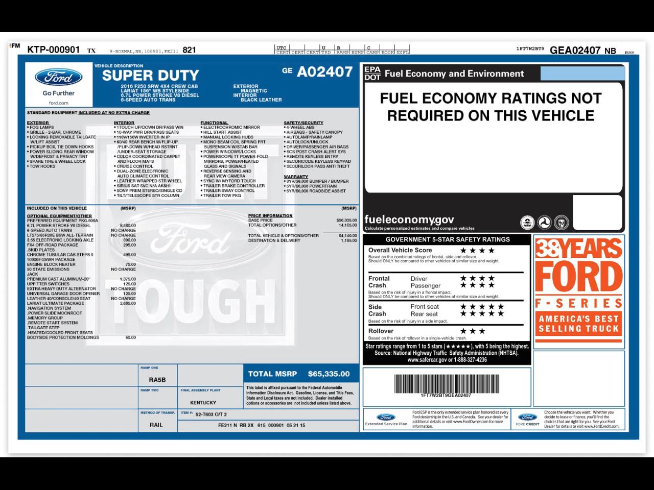 Ford F-250 SD Lariat Crew Cab 4WD 2016