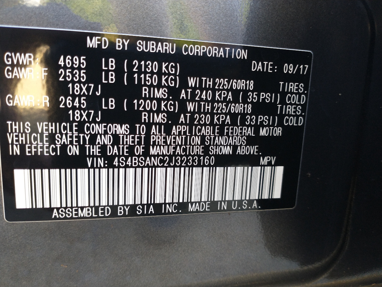 Subaru Outback 2.5i Limited 2018 Subaru Outback 2.5i Limited 2018