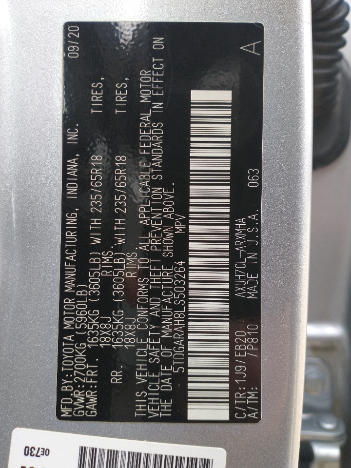 Toyota Highlander Hybrid XLE FWD (Natl) 2020 Toyota Highlander Hybrid XLE FWD (Natl) 2020