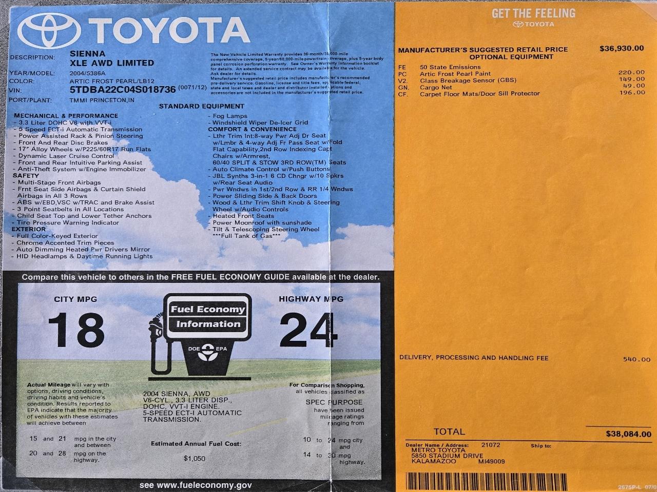 Toyota Sienna Limited 7-Passenger AWD 2004