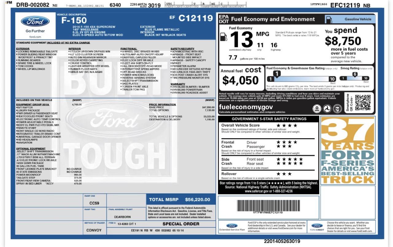 Ford F-150 4WD SuperCrew 145" SVT Raptor 2014