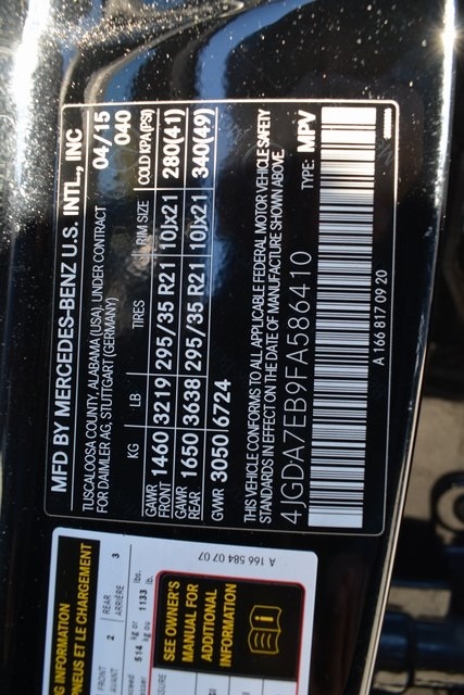 Mercedes-Benz M-Class 4MATIC 4dr ML 63 AMG 2015