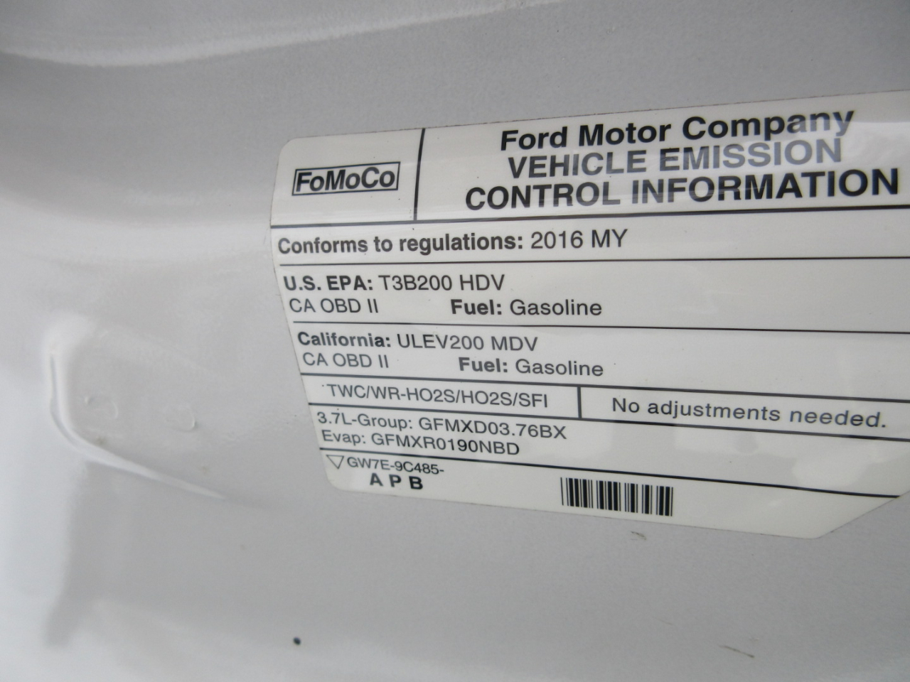 Ford Transit 250 Van Low Roof w/Sliding Pass. 130-in. WB 2016