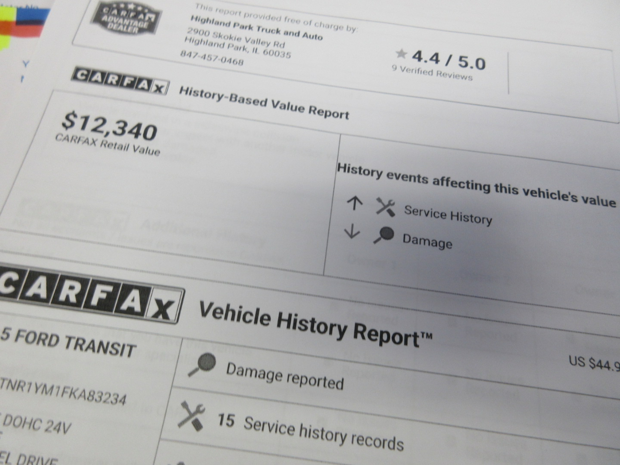 Ford Transit 250 Van Low Roof w/Sliding Pass. 130-in. WB 2015