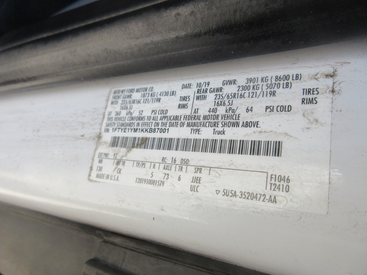 Ford Transit 150 Van Low Roof w/Sliding Pass. 130-in. WB 2019