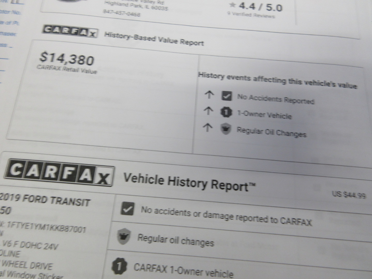 Ford Transit 150 Van Low Roof w/Sliding Pass. 130-in. WB 2019